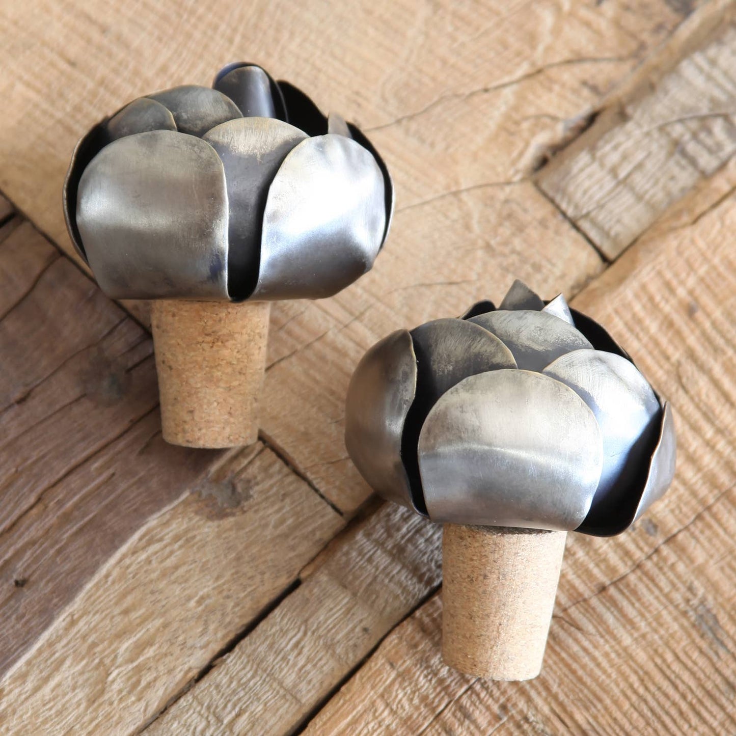 Flower Bottle Stop - Iron - Sm - Antique Silver