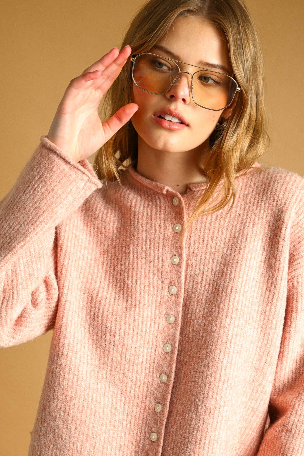 BUTTON FRONT RIBBED SWEATER CARDIGAN