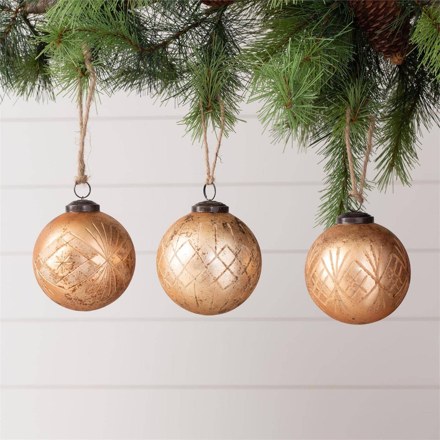Ornaments - Rustic Rose Gold Etched Glass