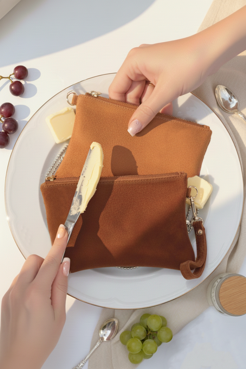 Genuine Suede Wristlet Pouch