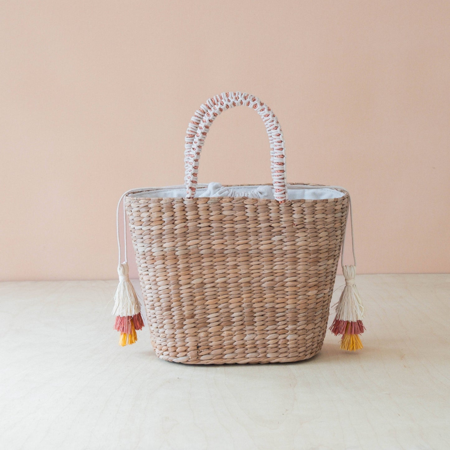 Mini Woven Tote Bag with Embroidered Cocktail – Handcrafted Straw Tote | LIKHÂ