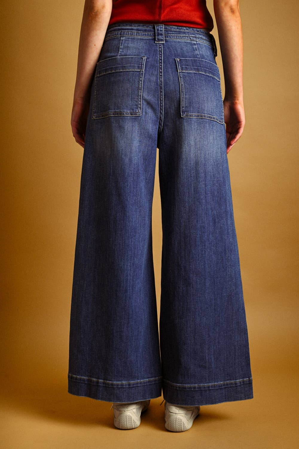 DARK WASHED TIED IN FRONT DENIM PANTS