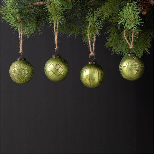 Ornaments - Green Etched Glass