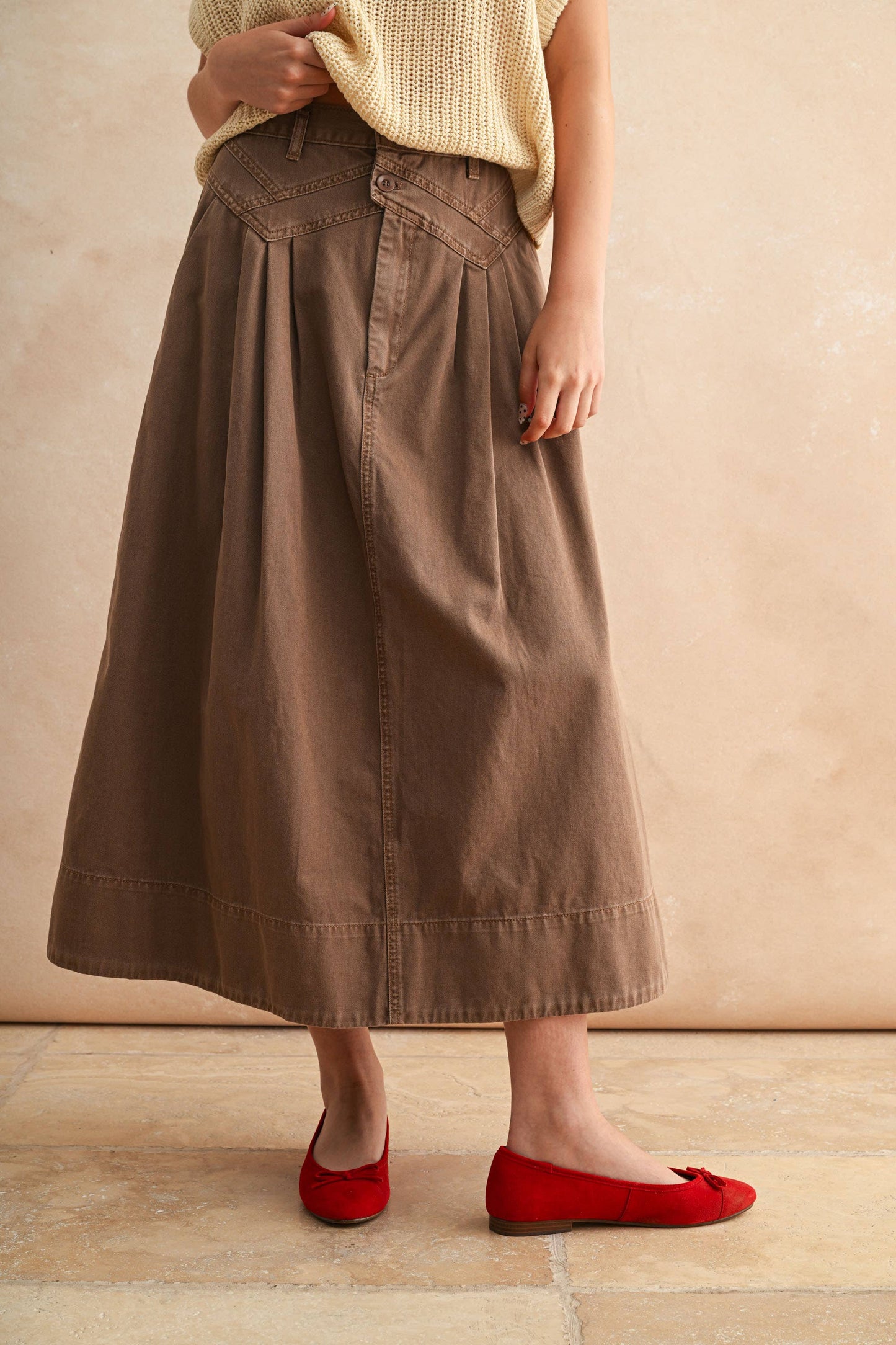 MINI PLEAT DETAILED LONG SKIRT