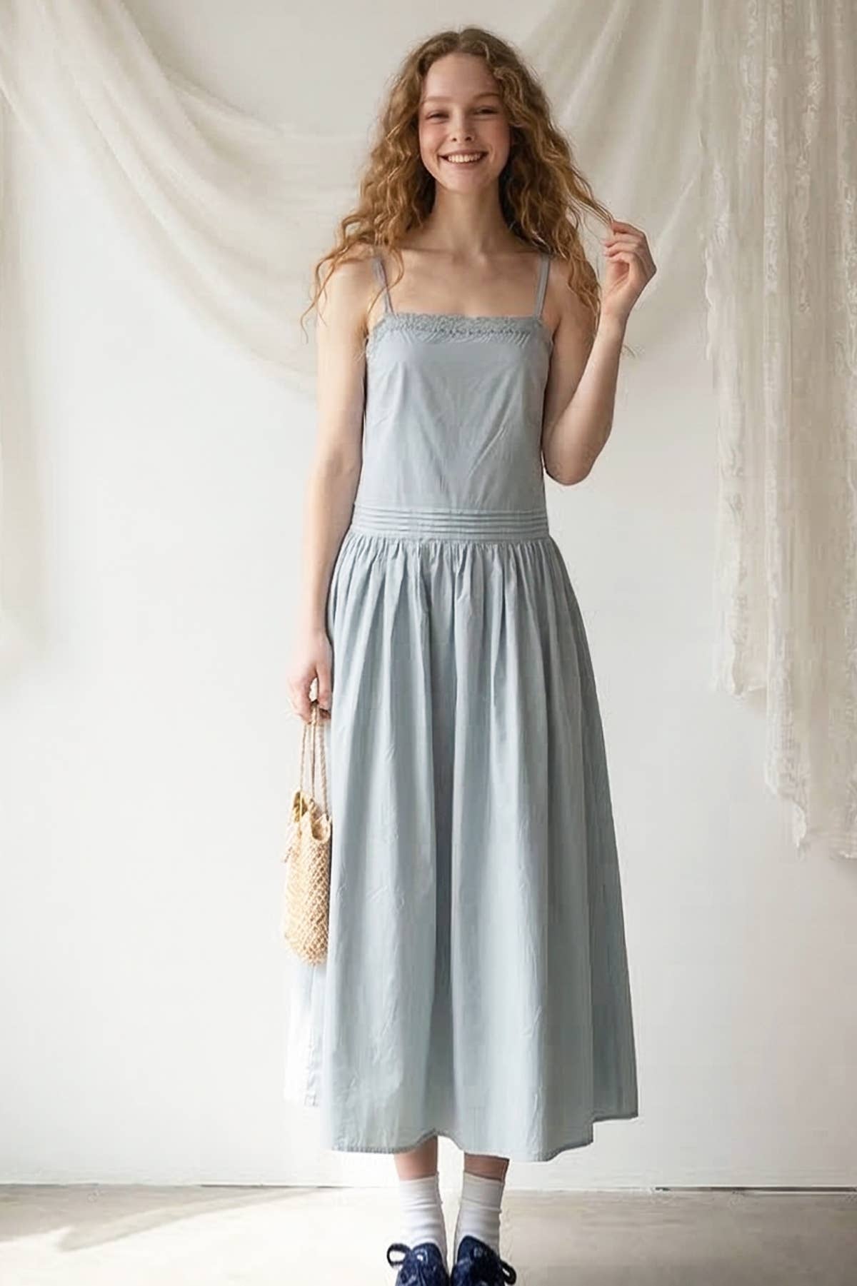 Cotton Daydream Lace Midi Dress