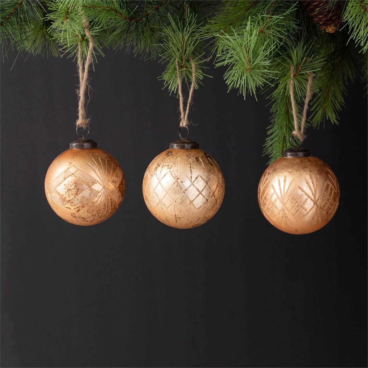 Ornaments - Rustic Rose Gold Etched Glass
