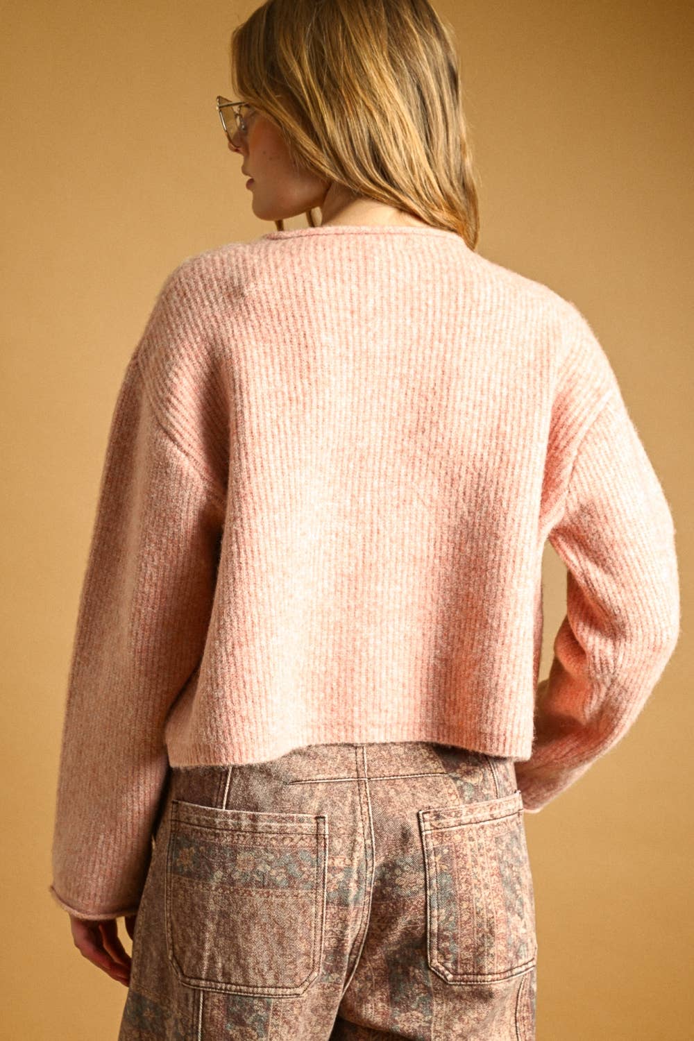 BUTTON FRONT RIBBED SWEATER CARDIGAN