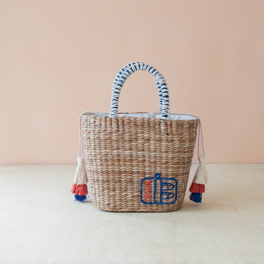 Mini Woven Tote Bag with Embroidered Sardine Can – Artisan Tote | LIKHÂ