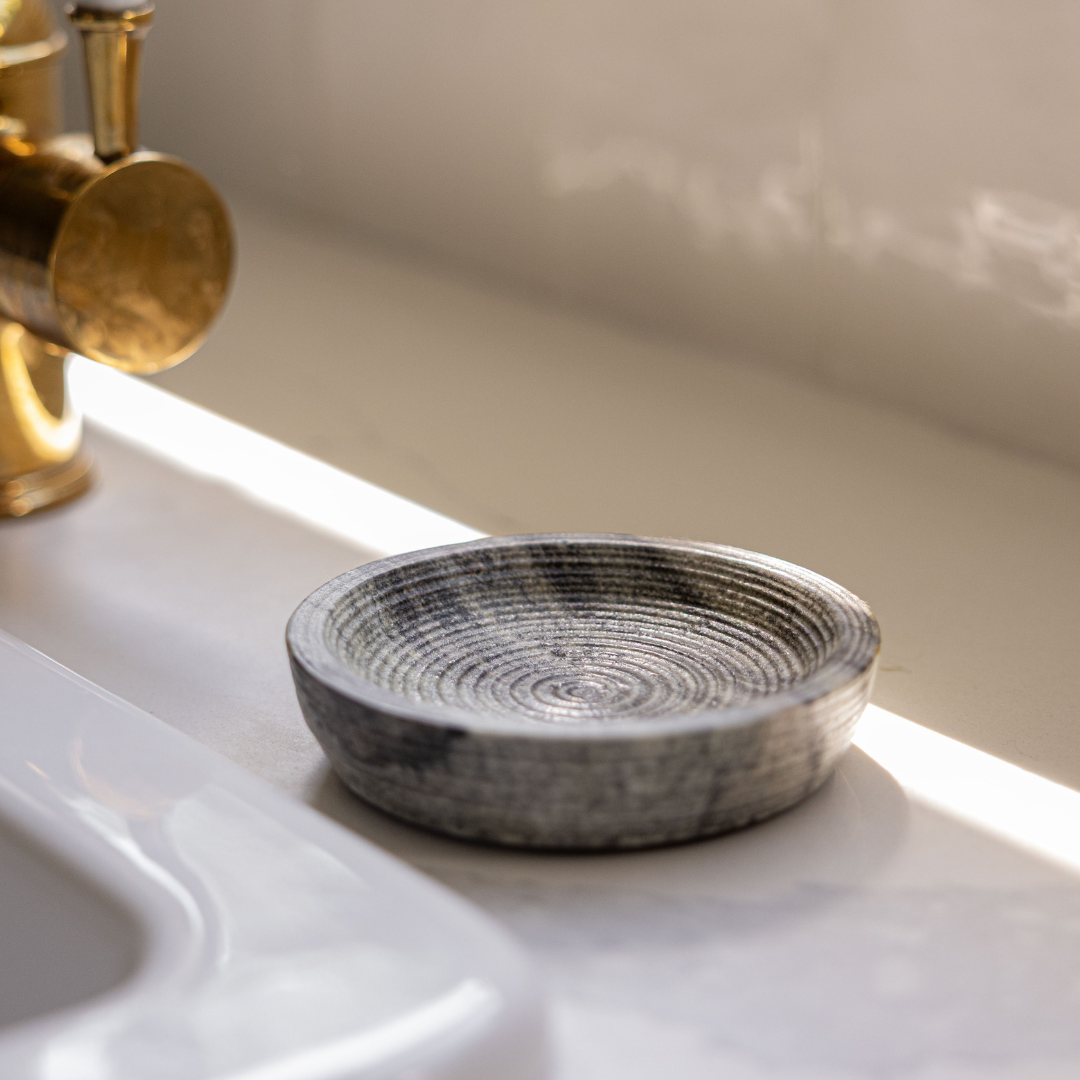 Grey Marble Soap & Brush Holder