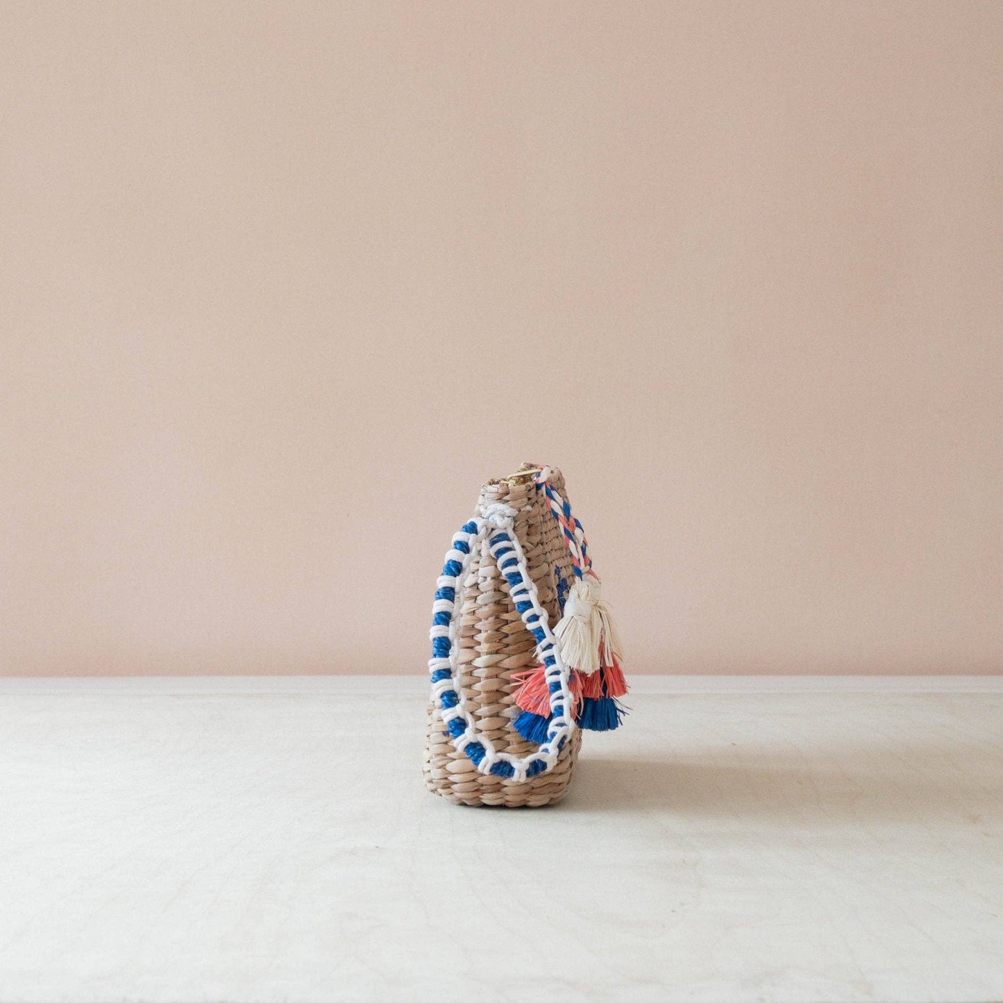 Mini Woven Pouch with Wristlet and Embroidered Sardine Can