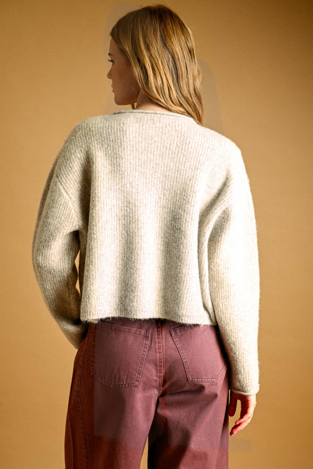 BUTTON FRONT RIBBED SWEATER CARDIGAN