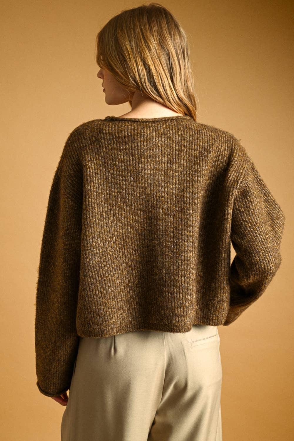 BUTTON FRONT RIBBED SWEATER CARDIGAN