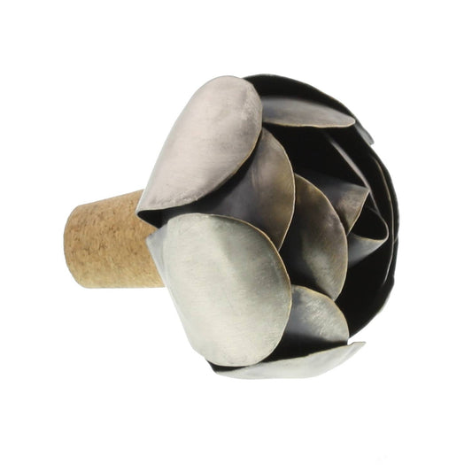 Flower Bottle Stop - Iron - Sm - Antique Silver