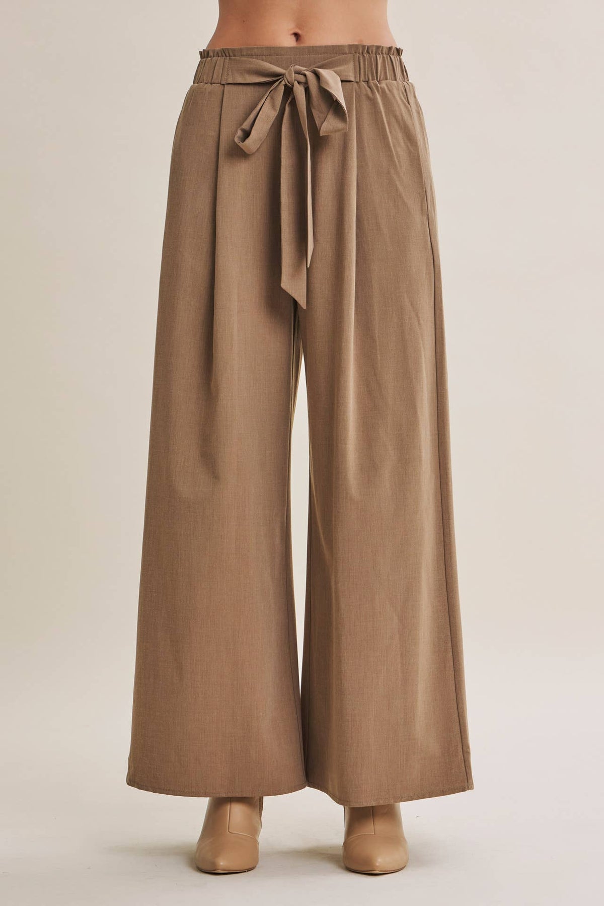 TUSCANY AFTERNOON SELF-TIE BELT RELAXED WIDE-LEG PANTS