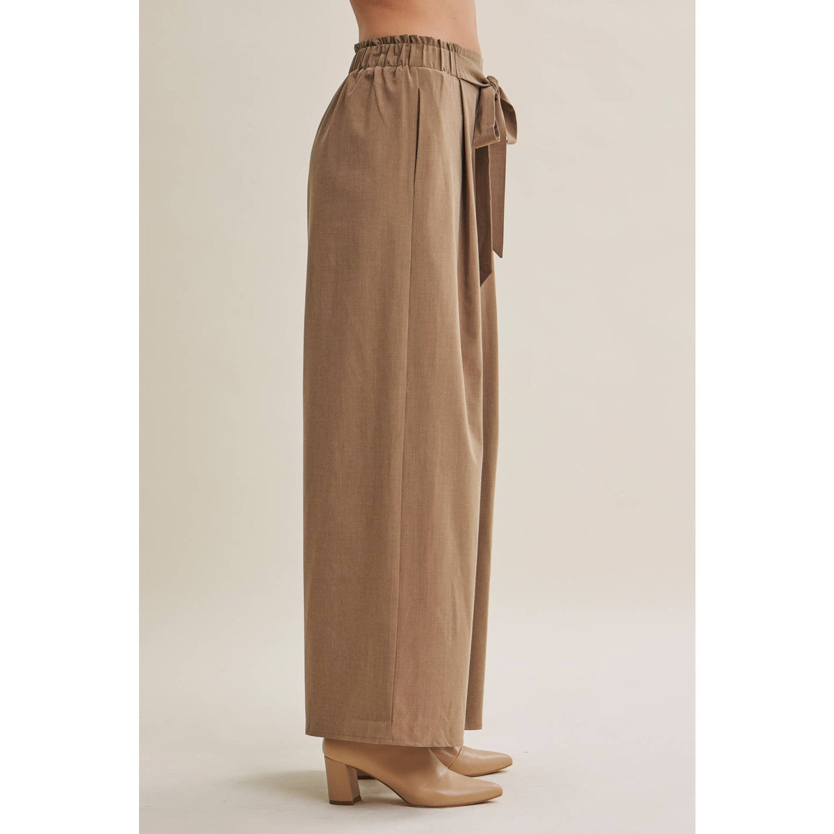 TUSCANY AFTERNOON SELF-TIE BELT RELAXED WIDE-LEG PANTS
