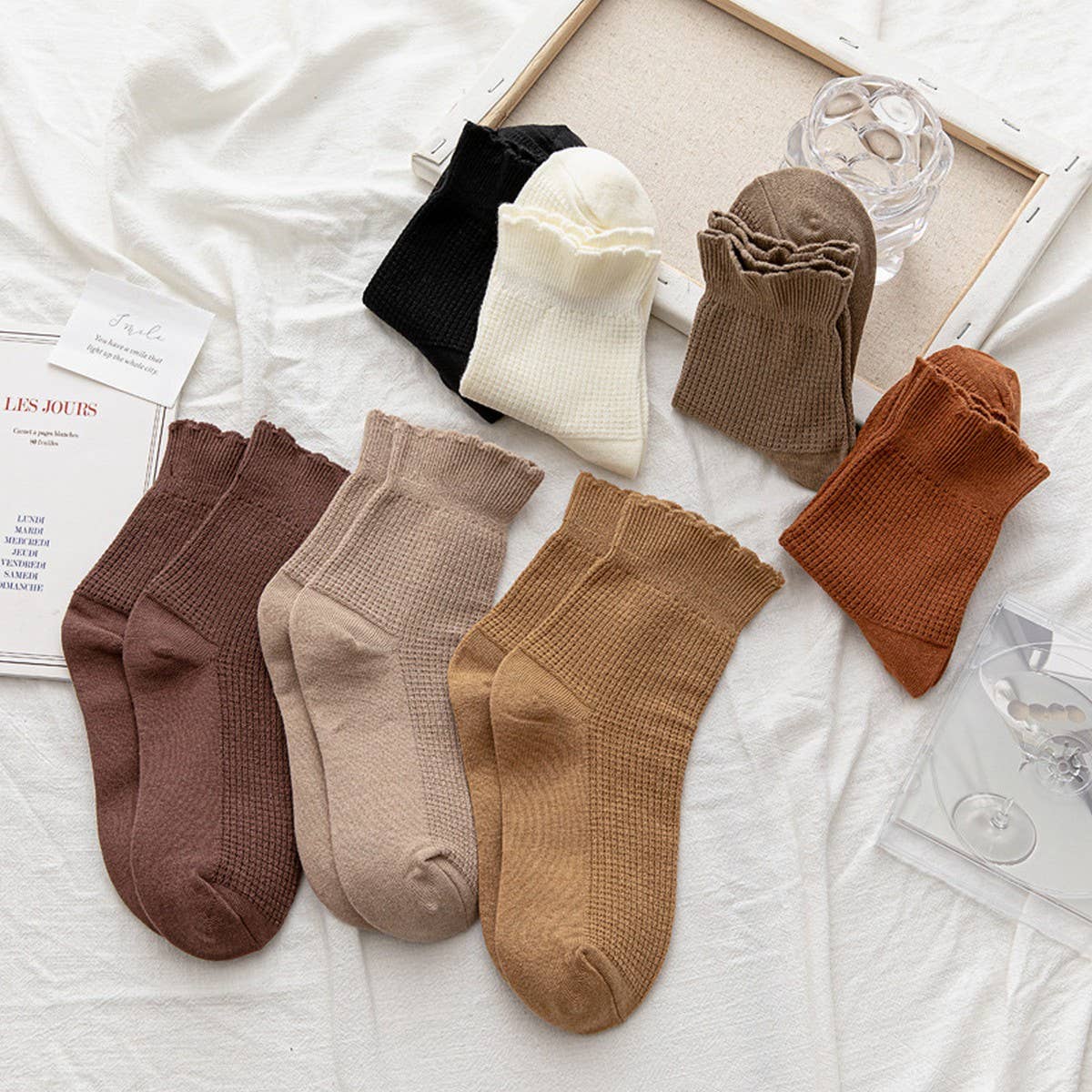 Ruffled Knit Socks for women