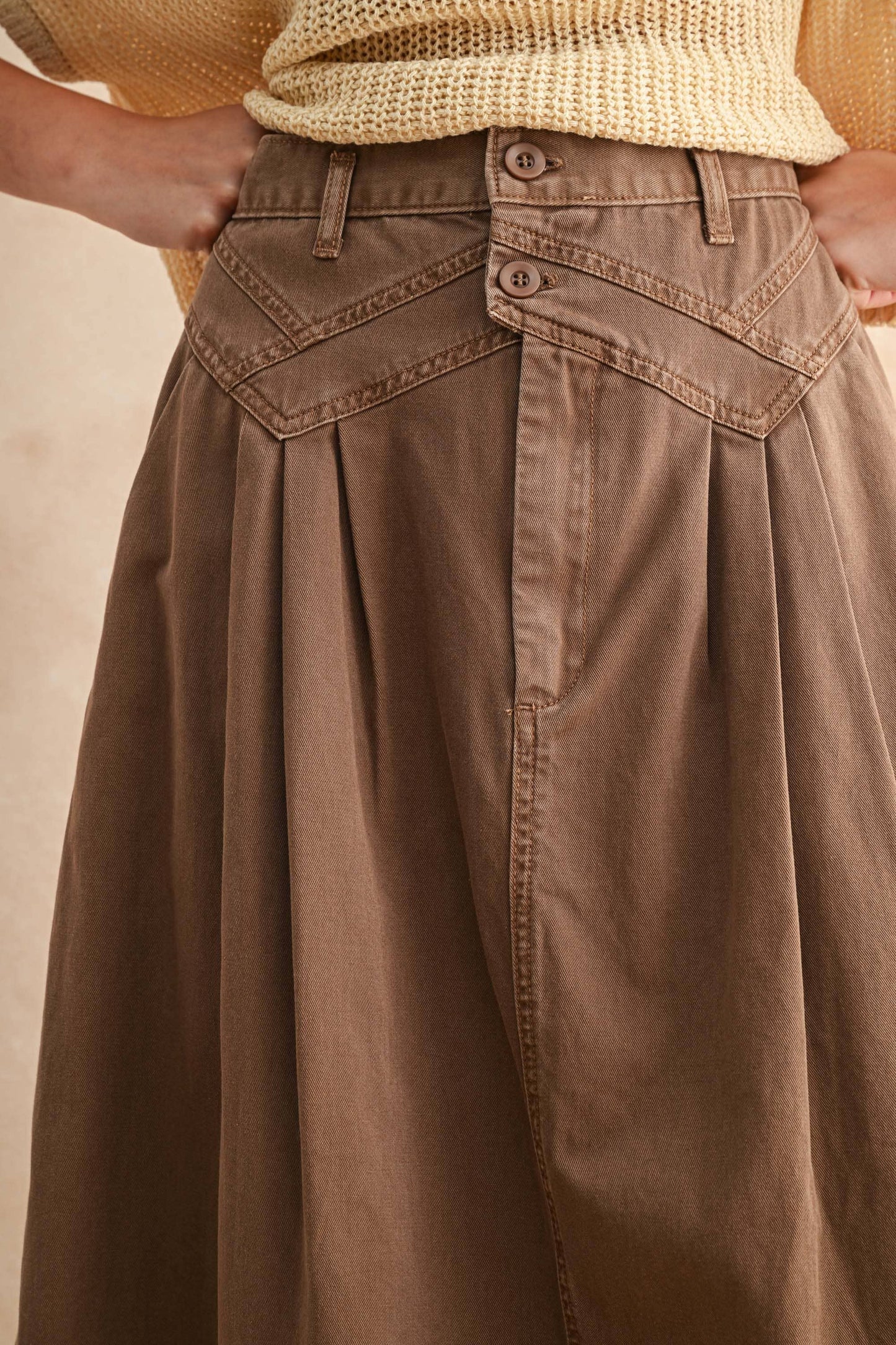 MINI PLEAT DETAILED LONG SKIRT