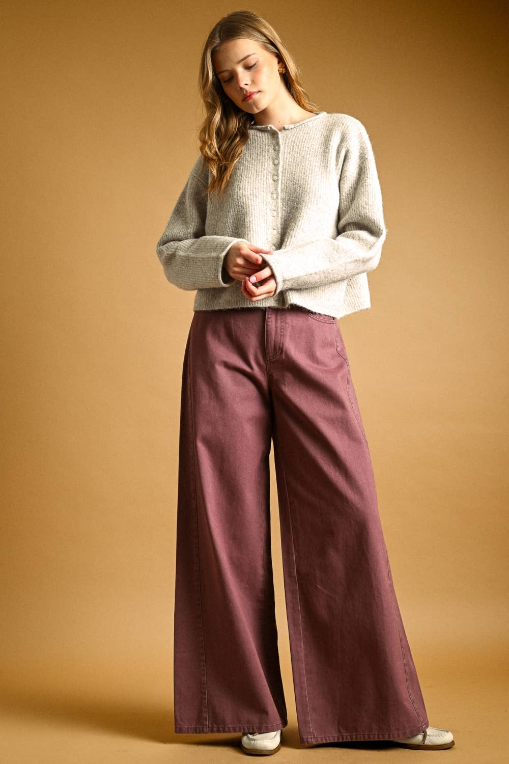 BUTTON FRONT RIBBED SWEATER CARDIGAN