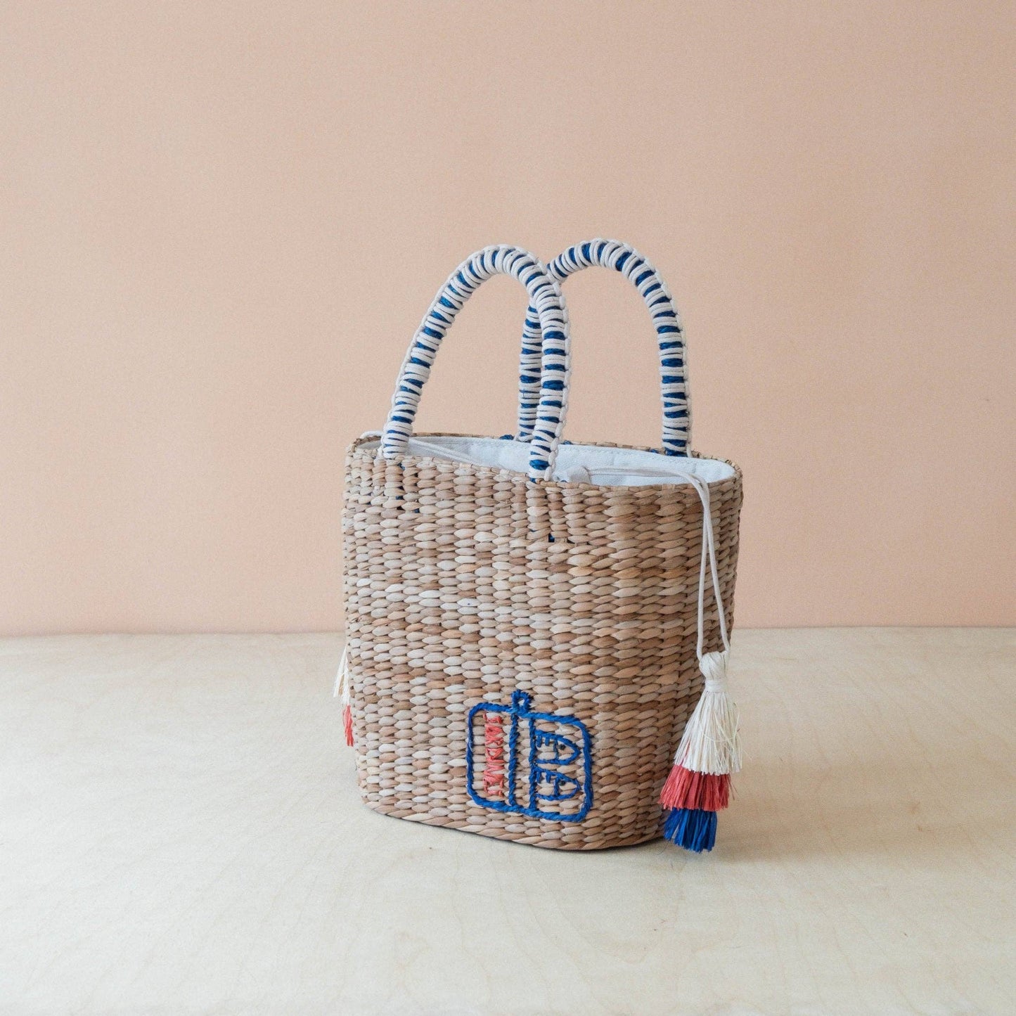 Mini Woven Tote Bag with Embroidered Sardine Can – Artisan Tote | LIKHÂ